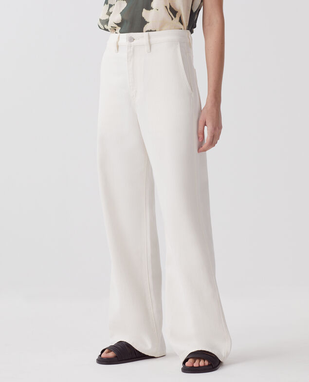 BLANDINE - Straight trousers H003 white