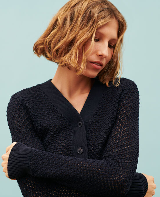 Openwork cotton cardigan 4277 NIGHT_SKY
