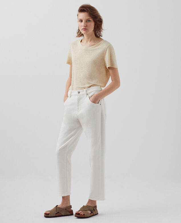 AMANDINE - linen round neck t-shirt 0300 castle wall