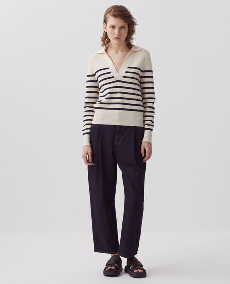 Striped merino wool jumper 5185 stp_jtst_nsky 3sju092w21