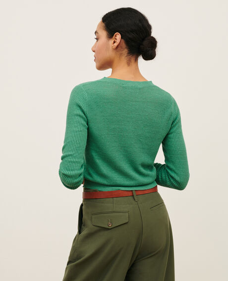 Textured linen jumper 0542 pine green 3sju191l01