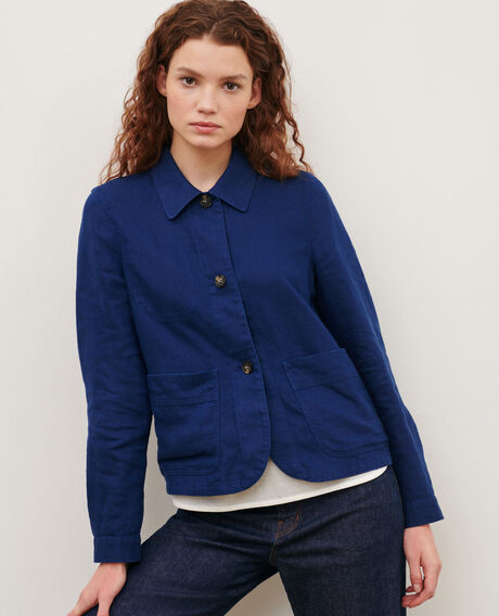 Linen jacket 0643 medieval blue 3sja184f03