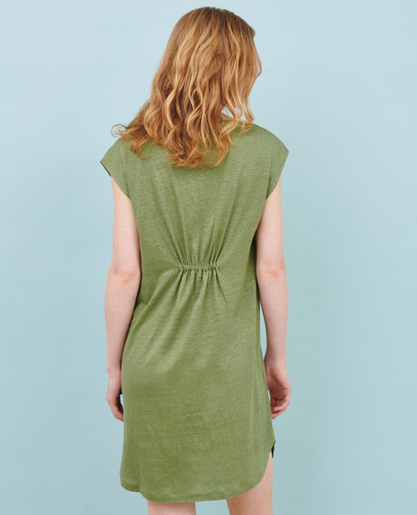 Linen mini dress 52 green 2sdj350f05