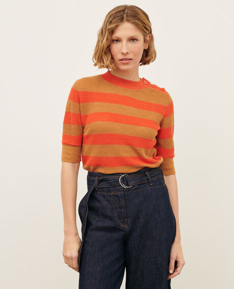 Short-sleeve linen jumper 0240 tiger lily stripes 3sju093l01