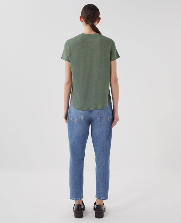 AMANDINE: linen round neck t-shirt U570 olive