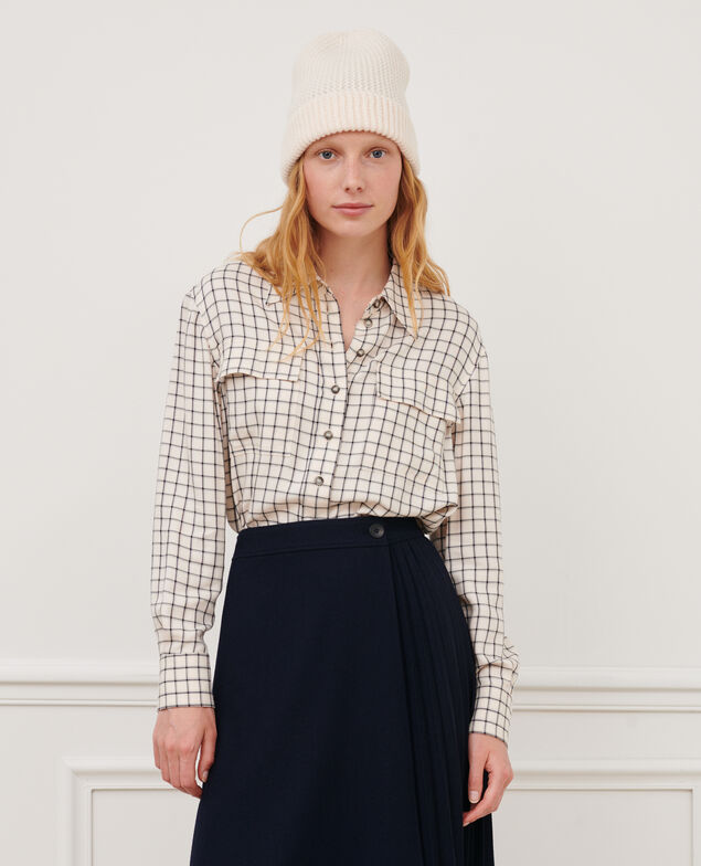 Silky checked shirt 8868 30 natural check