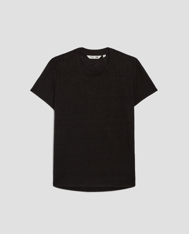 AMANDINE: linen round neck t-shirt H091 black beauty