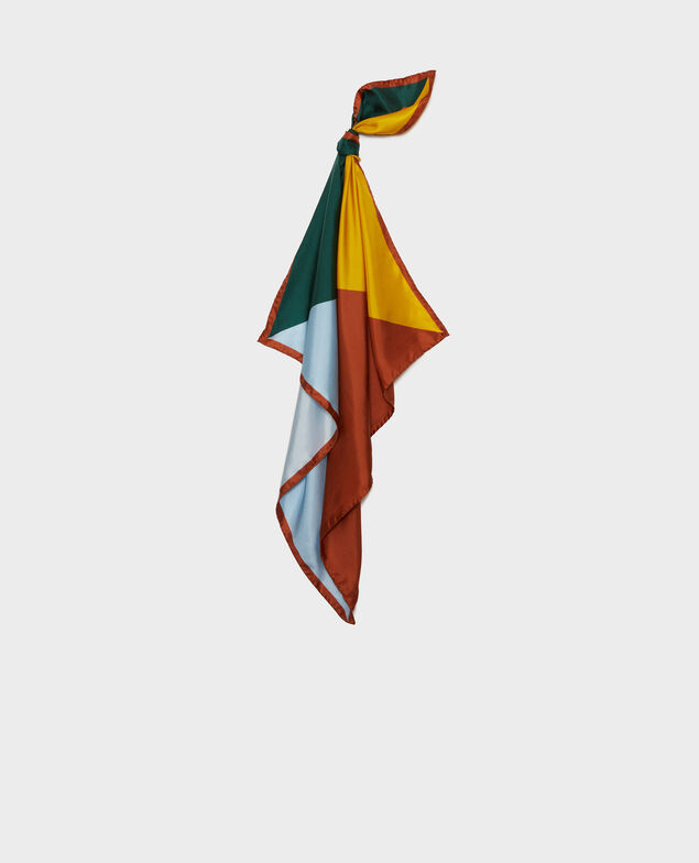 Square scarf in multi-coloured silk Lemon curry
