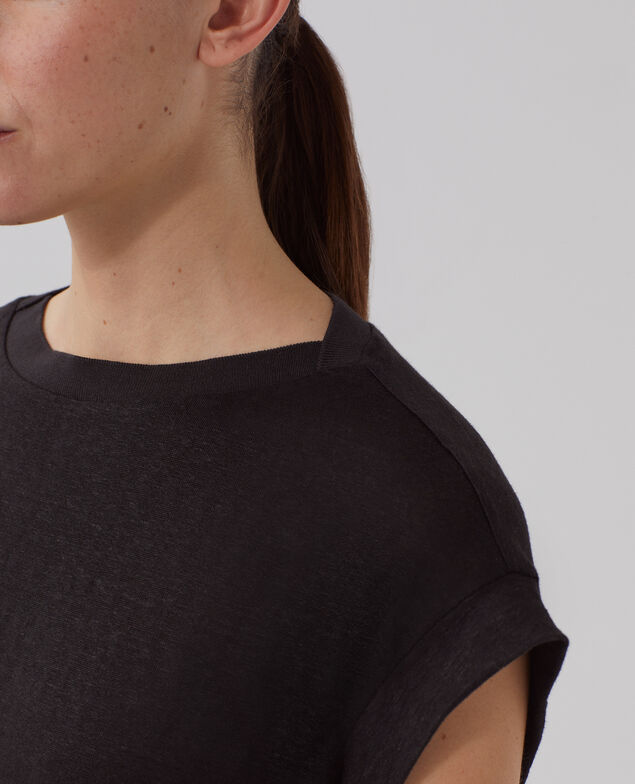 KARO - Boxy linen t-shirt H091 black beauty