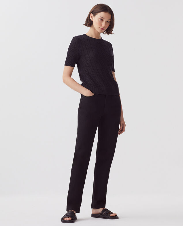 Short-sleeve linen jumper H091 black beauty