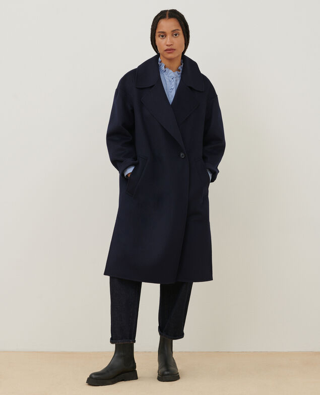 Double-sided wool and cashmere coat