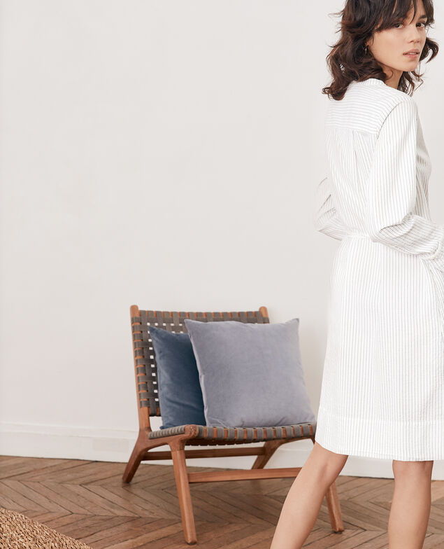 Striped wrapover dress Off white/navy stripes