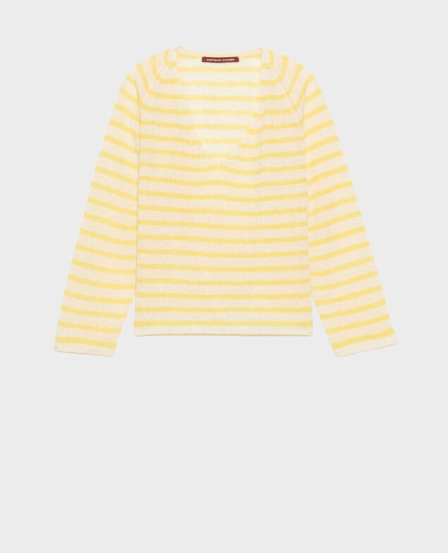 Striped linen jumper Stp cream lemn