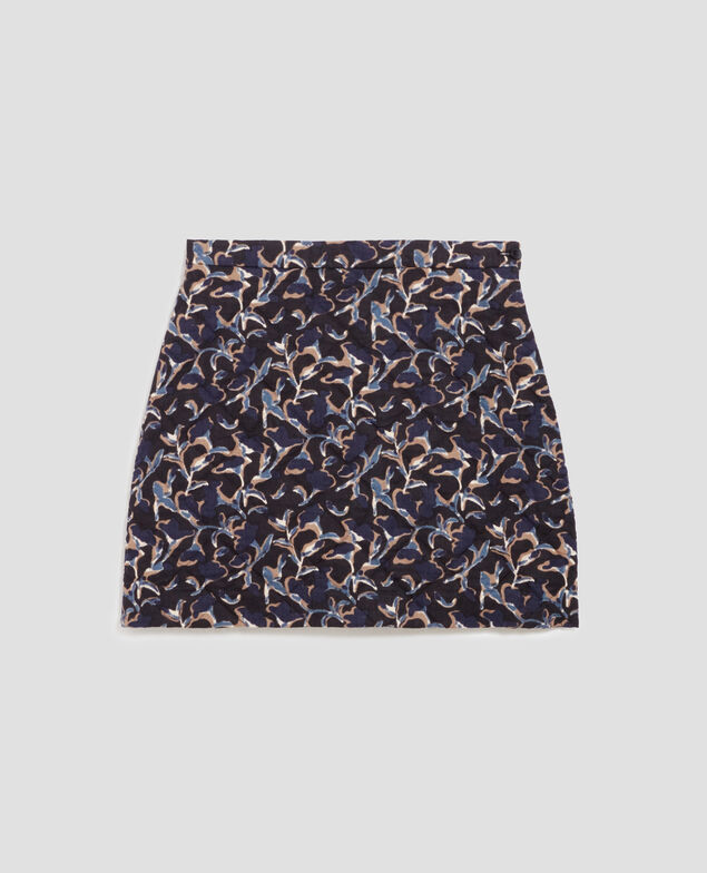 Quilted cotton skirt I686 new fl ikat navy