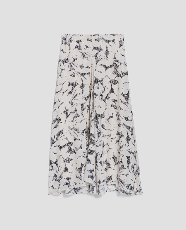 Silky asymmetric maxi skirt J301 flower camo ecru