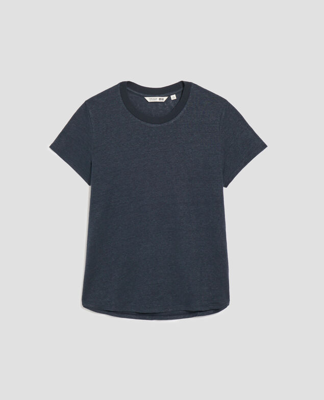 AMANDINE: linen round neck t-shirt J690 blueberry