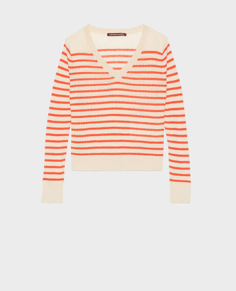 Striped linen jumper 0240 tiger lily stripes 3sju271l01