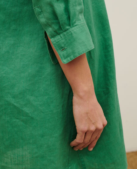 DAISY - Floaty linen dress 0542 pine green 3sdr016f04