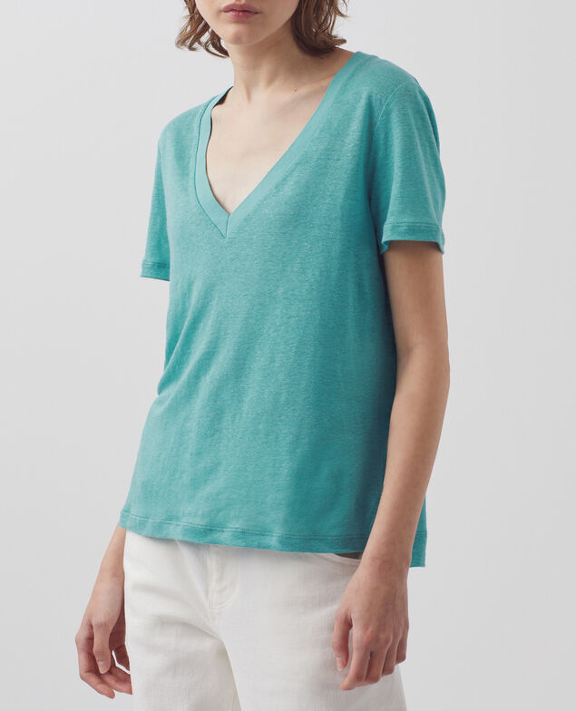 SARAH - Linen V-neck t-shirt