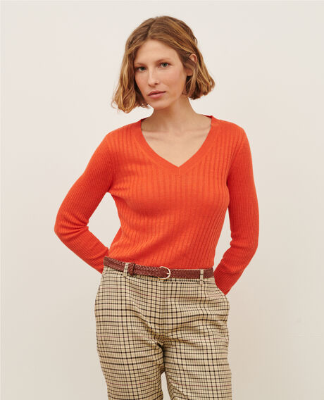 Textured linen jumper 0250 tiger lily orange 3sju191l01