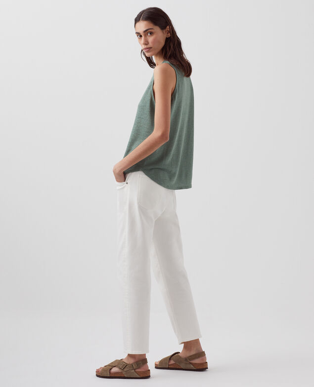 MARCELLE - Linen tank top H542 darkforest