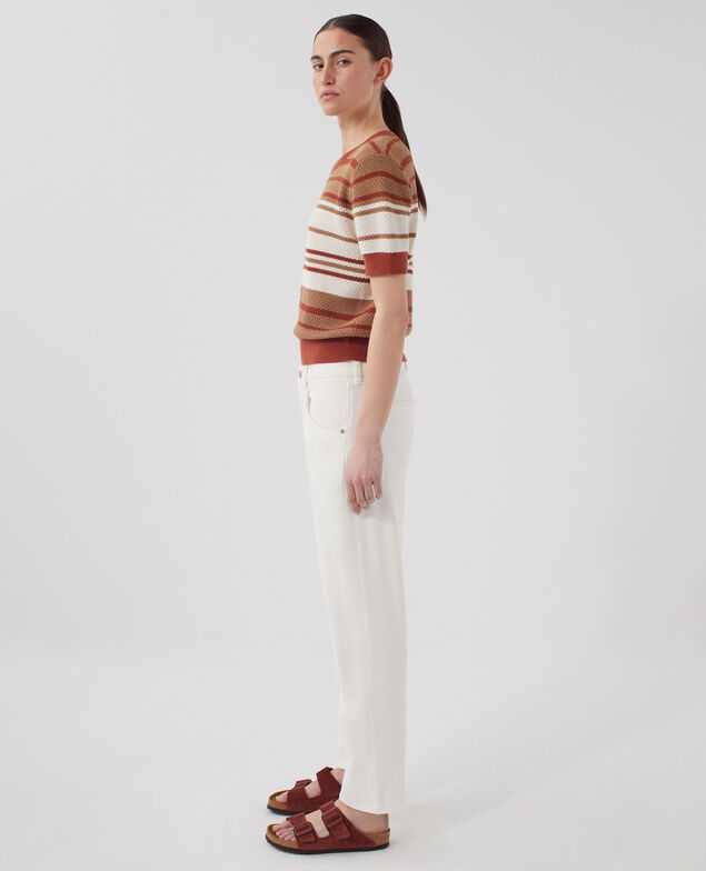 Short-sleeve cotton jumper J260 st ecru orange