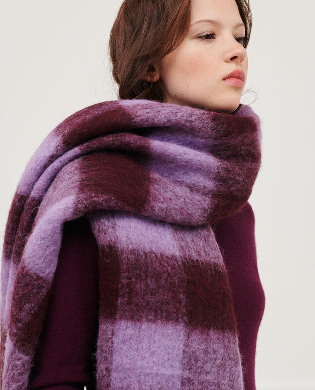 Oversize check scarf Pastel lilac