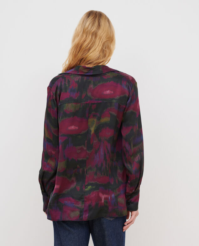Silky printed blouse A770 print bolero purple 3wbl074v23