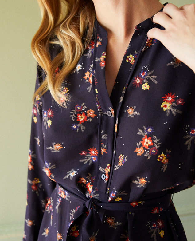 Shirt dress with belt Bouquet deep well