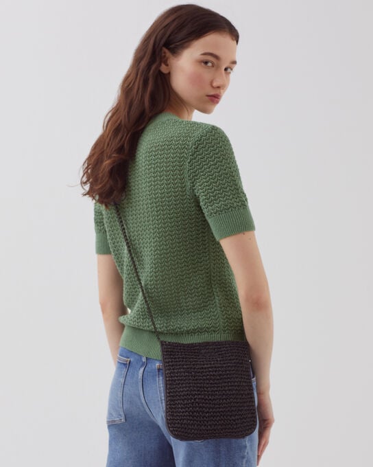 Small crochet bag with shoulder strap 8853 09 BLACK