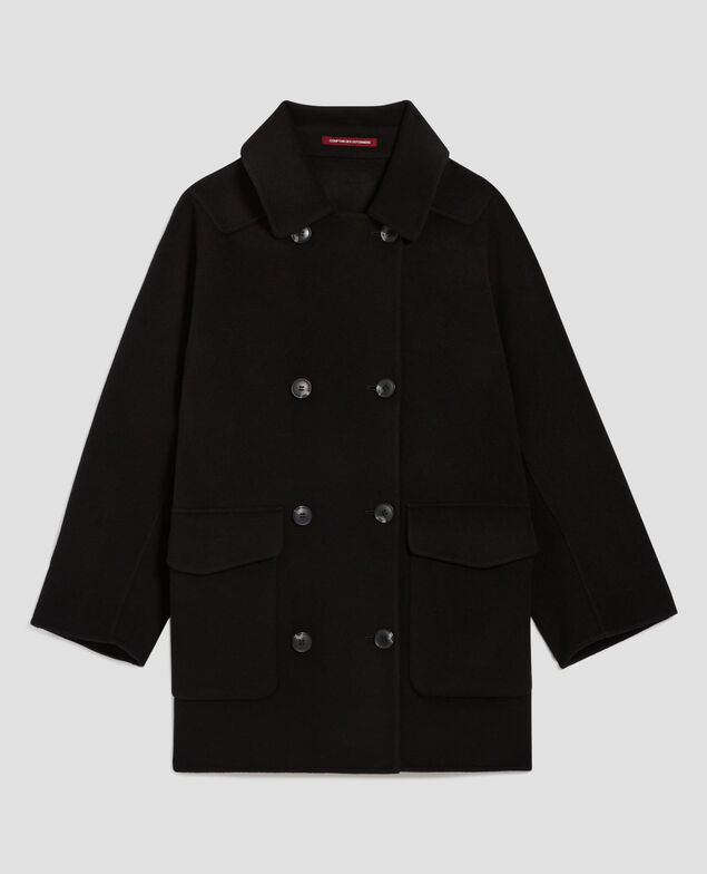 Double-sided wool and cashmere peacoat A091 black 3wco021w12