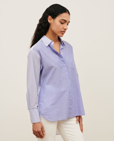 Cotton shirt with high-low hem 0622 blue medium stripes 3ssh038c21
