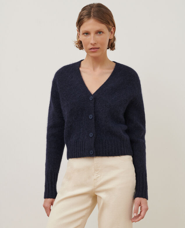 Alpaca blend cardigan A692 navy 3wca050w38