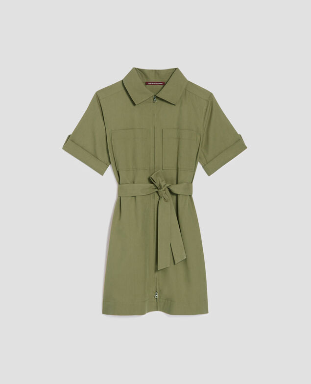 Zip-up cargo dress I560 covert green