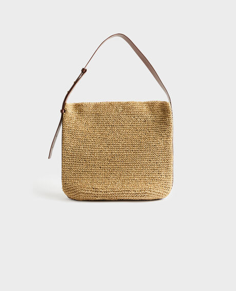Hand-crocheted paper raffia bag 7003 30 natural 3sba078