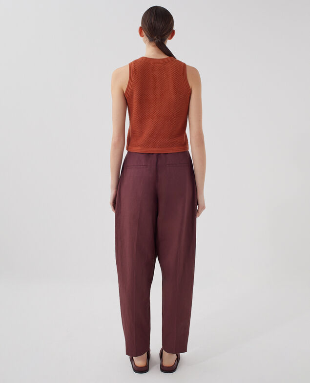 Cotton open knit tank top U260 orange