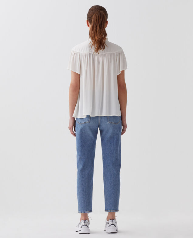 Short-sleeve Fluid blouse H013 gardenia