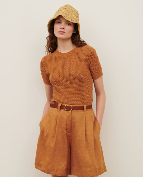 Short-sleeve cotton jumper 0320 almond brown 3sju106c09