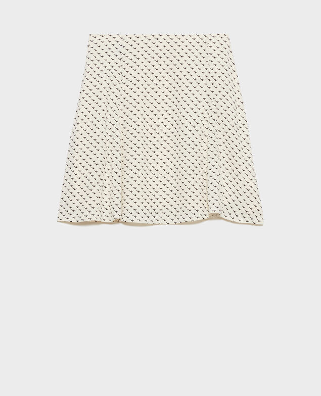 Printed mini skater skirt Birdy ivoire