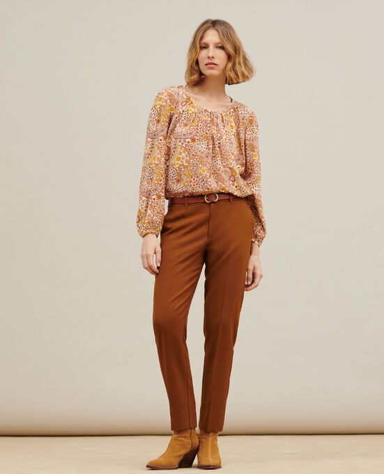 MARGUERITE - Wool cigarette trousers A490 MUSTARD
