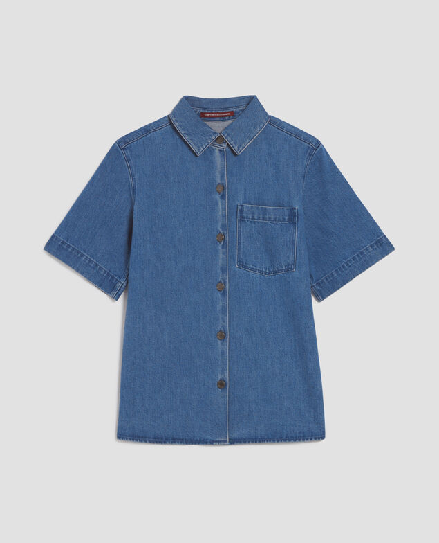 Cotton denim shirt J621 light blue
