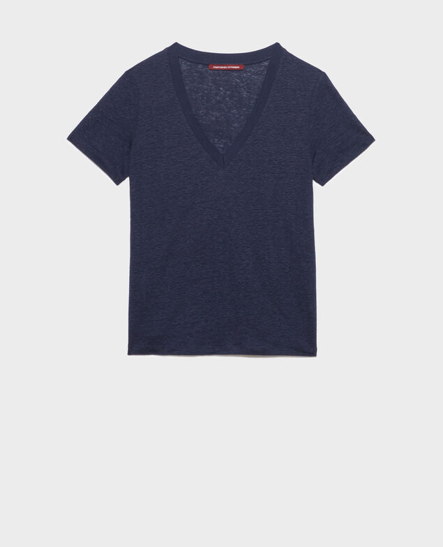 SARAH - Linen V-neck t-shirt