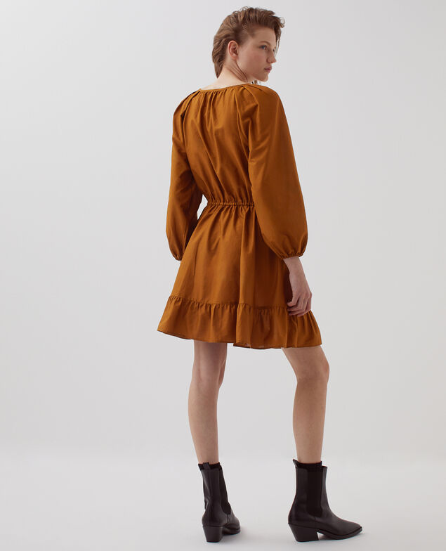 3/4-sleeve mini dress I360 monks robe brown