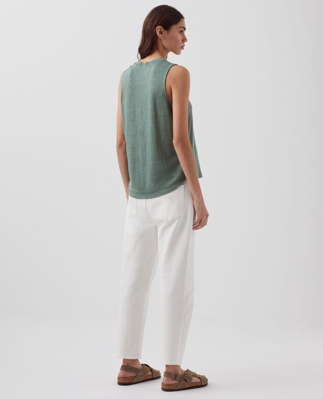 MARCELLE - Linen tank top H542 darkforest