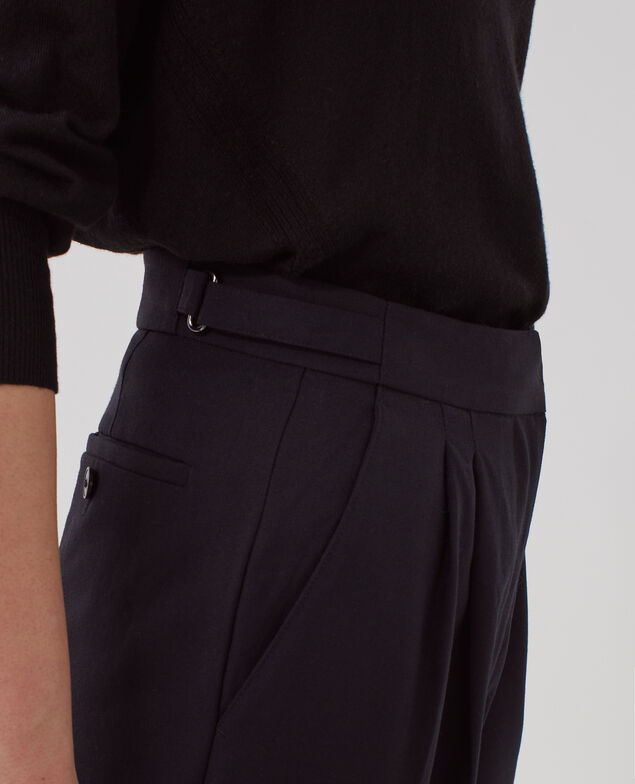 CAMILLE - Pleated wool trousers H091 black beauty