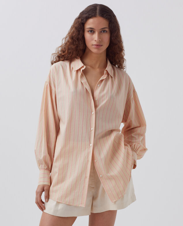 Cotton tunic shirt 0470 apricot stripe 3ssh283c21