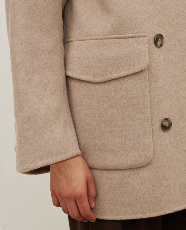 Double-faced wool and cashmere pea coat
