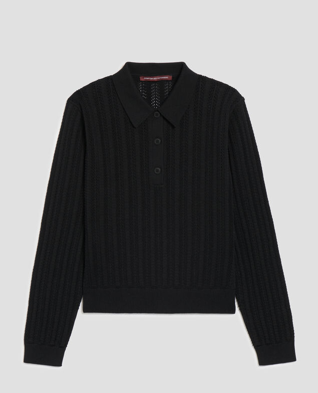 Cotton polo neck jumper U090 black