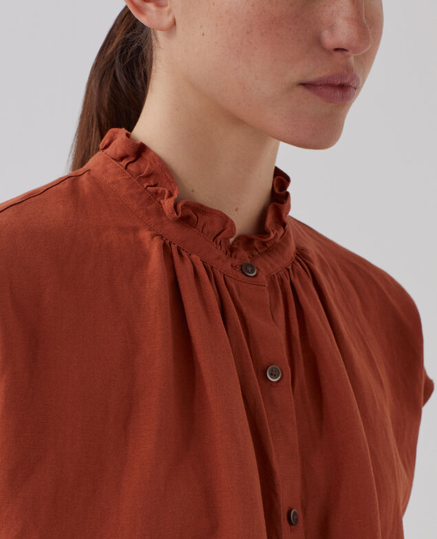 Frilly sleeveless shirt U260 orange
