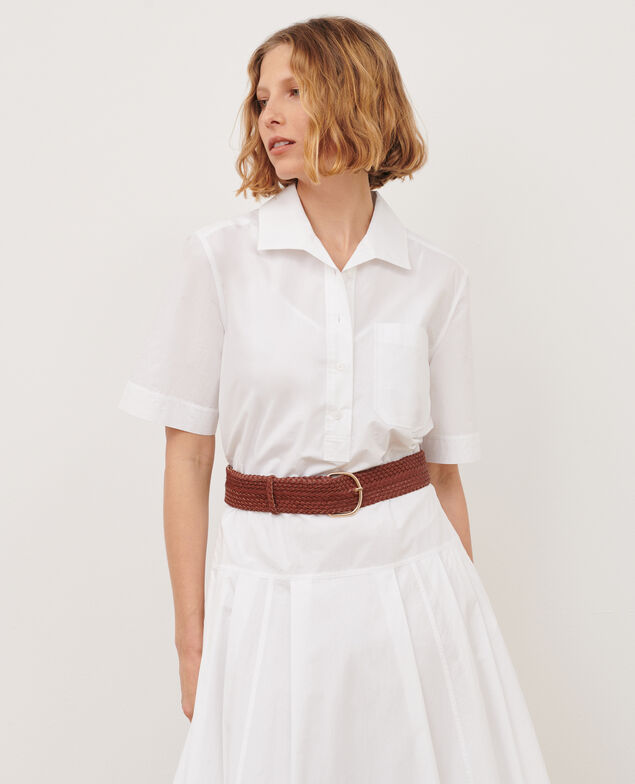 Wide braided leather belt